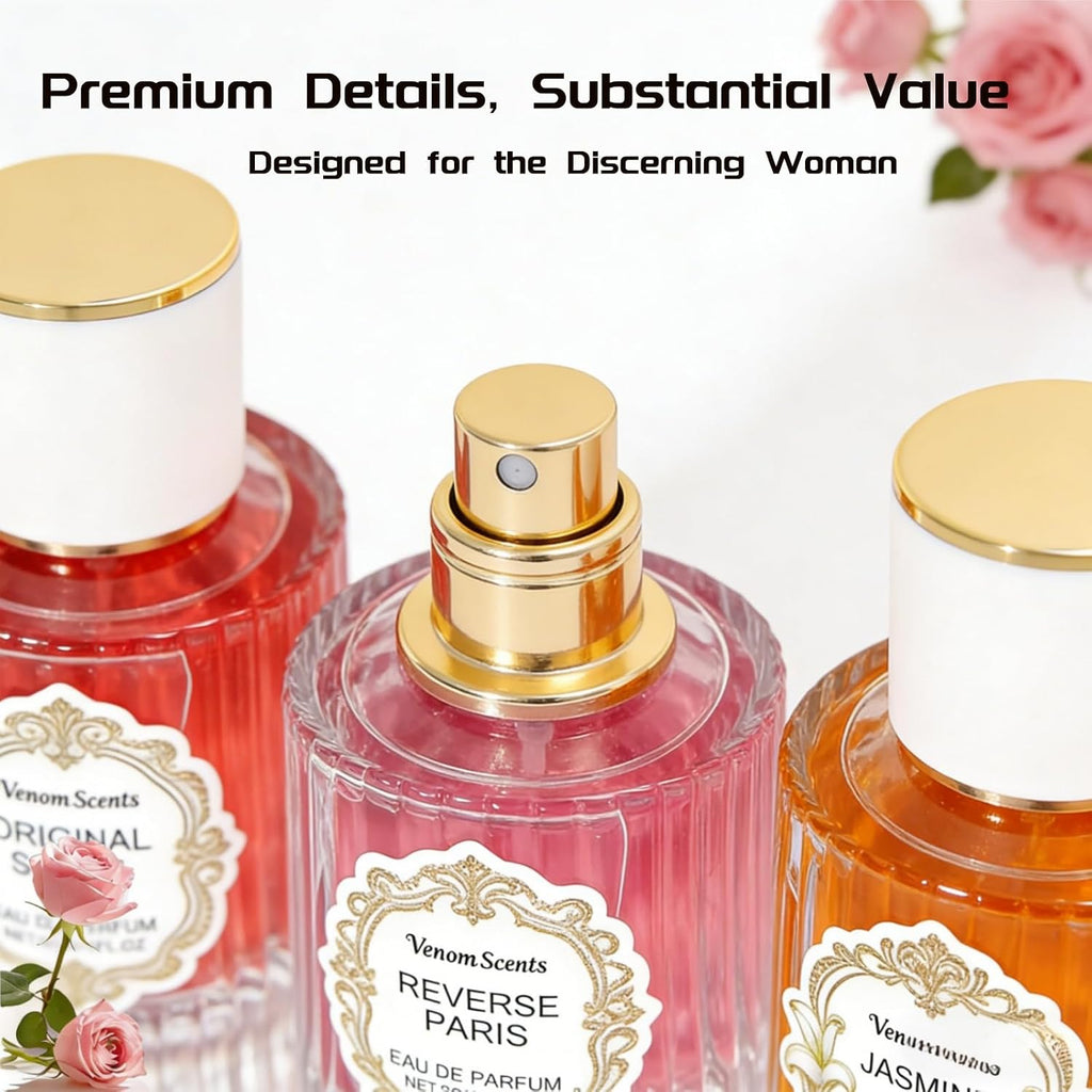 3Pcs Pheromones For Women, Jasmine Lily & Peony Long-Lasting Floral Perfume Collection 3 Fl Oz