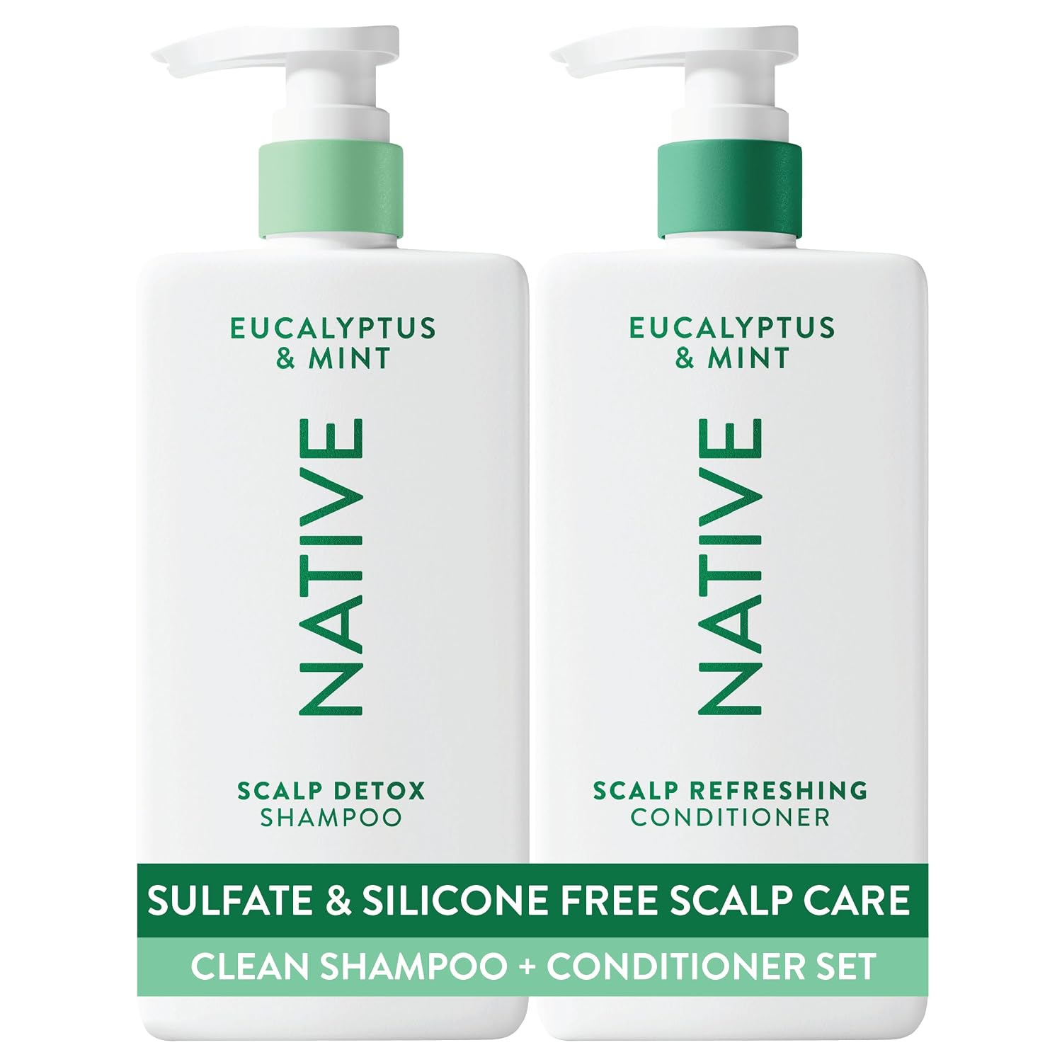 Native Scalp Detox Shampoo And Conditioner, Eucalyptus & Mint, Naturally Derived Ingredients | All Hair Types, Color & Treated, Fine To Dry Damaged, Sulfate & Dye Free - 2-Pack