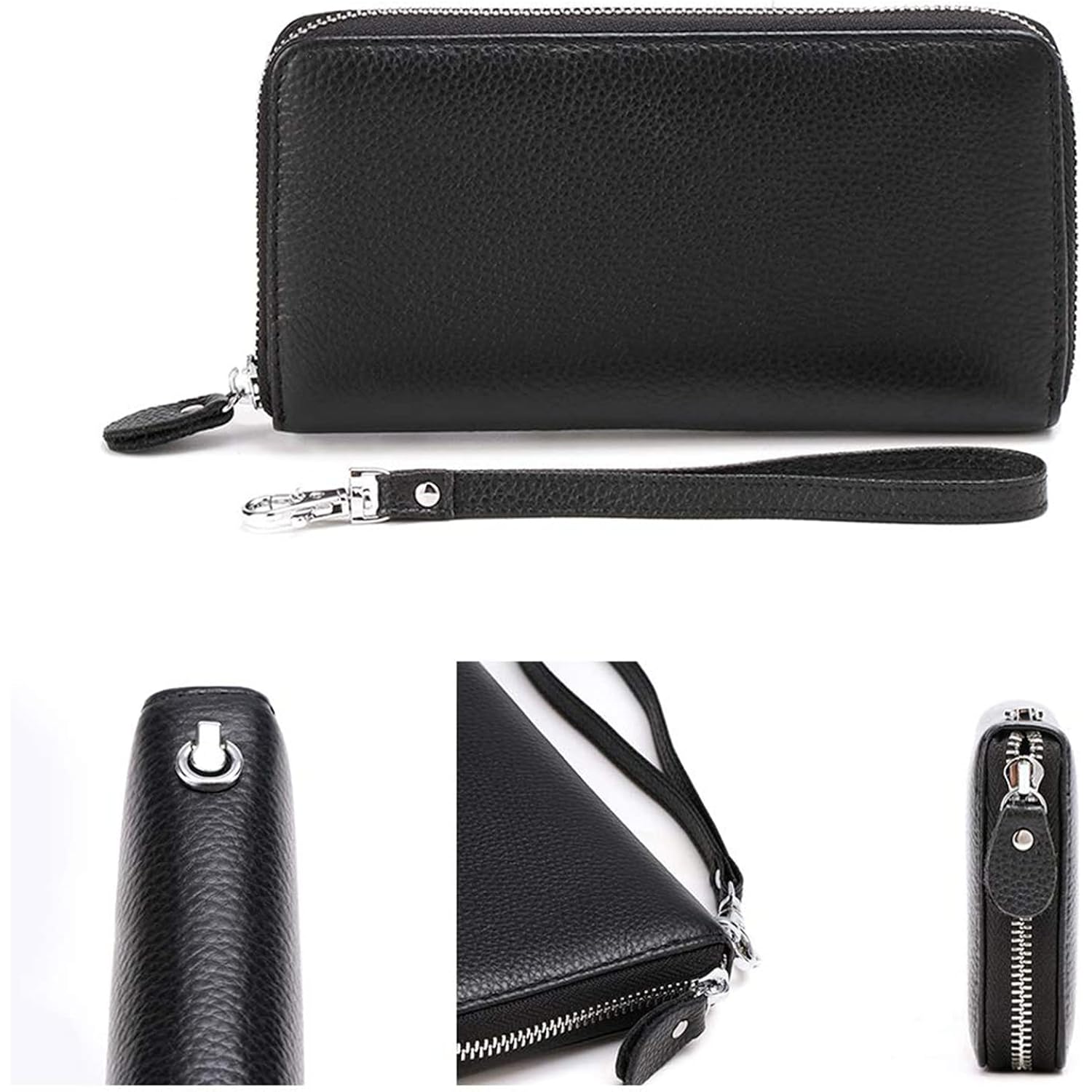 Moflycom Womens Wallet RFID Blocking Genuine Leather Zip Around Wallet Clutch Wristlet Travel Long Purse for Women