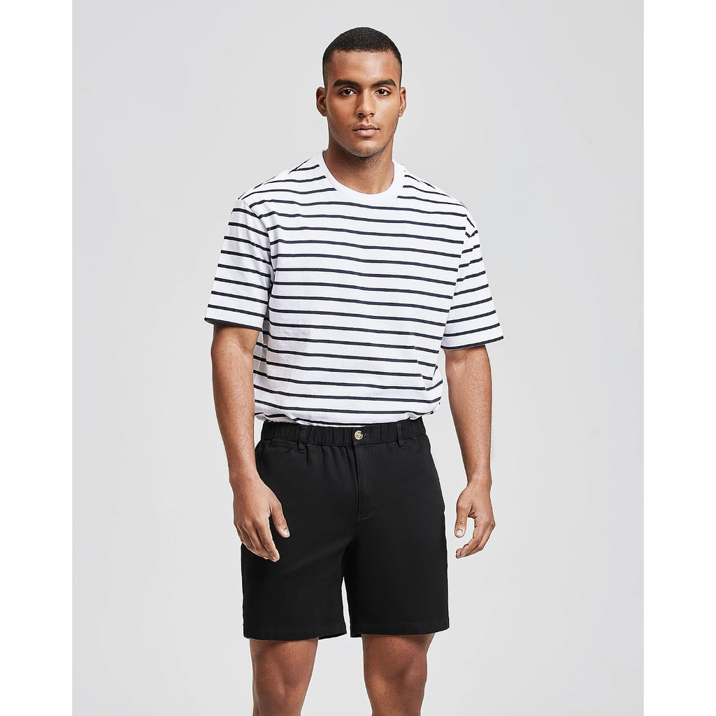 Maamgic Men'S Classic-Fit 7" Cotton Casual Shorts Elastic Waistband With Multi-Pocket Daily Wear Walking Summer Outfit