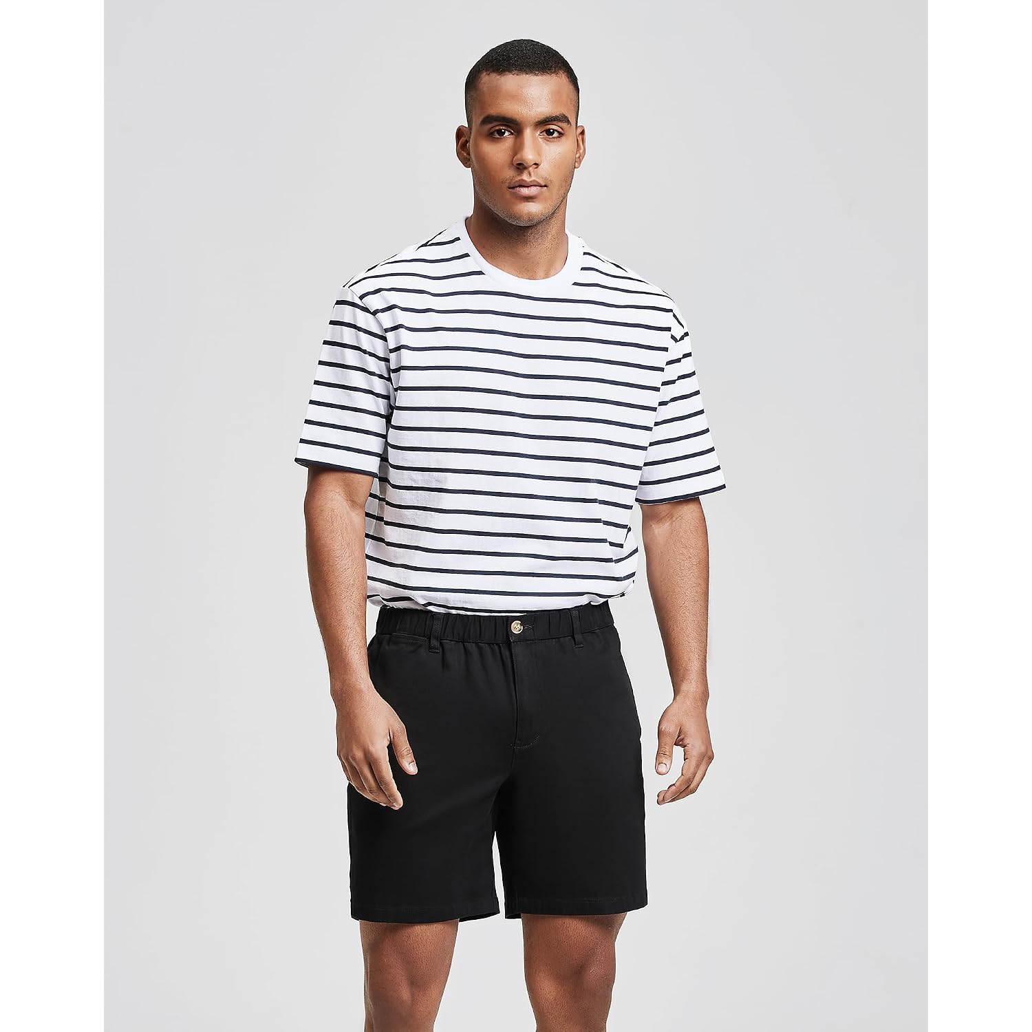 Maamgic Men'S Classic-Fit 7" Cotton Casual Shorts Elastic Waistband With Multi-Pocket Daily Wear Walking Summer Outfit