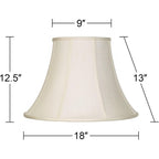 Set Of 2 Flared Bell Lamp Shades Cream Large 9" Top X 18" Bottom X 13" High Spider With Replacement Harp And Finial Fitting - Imperial Shade