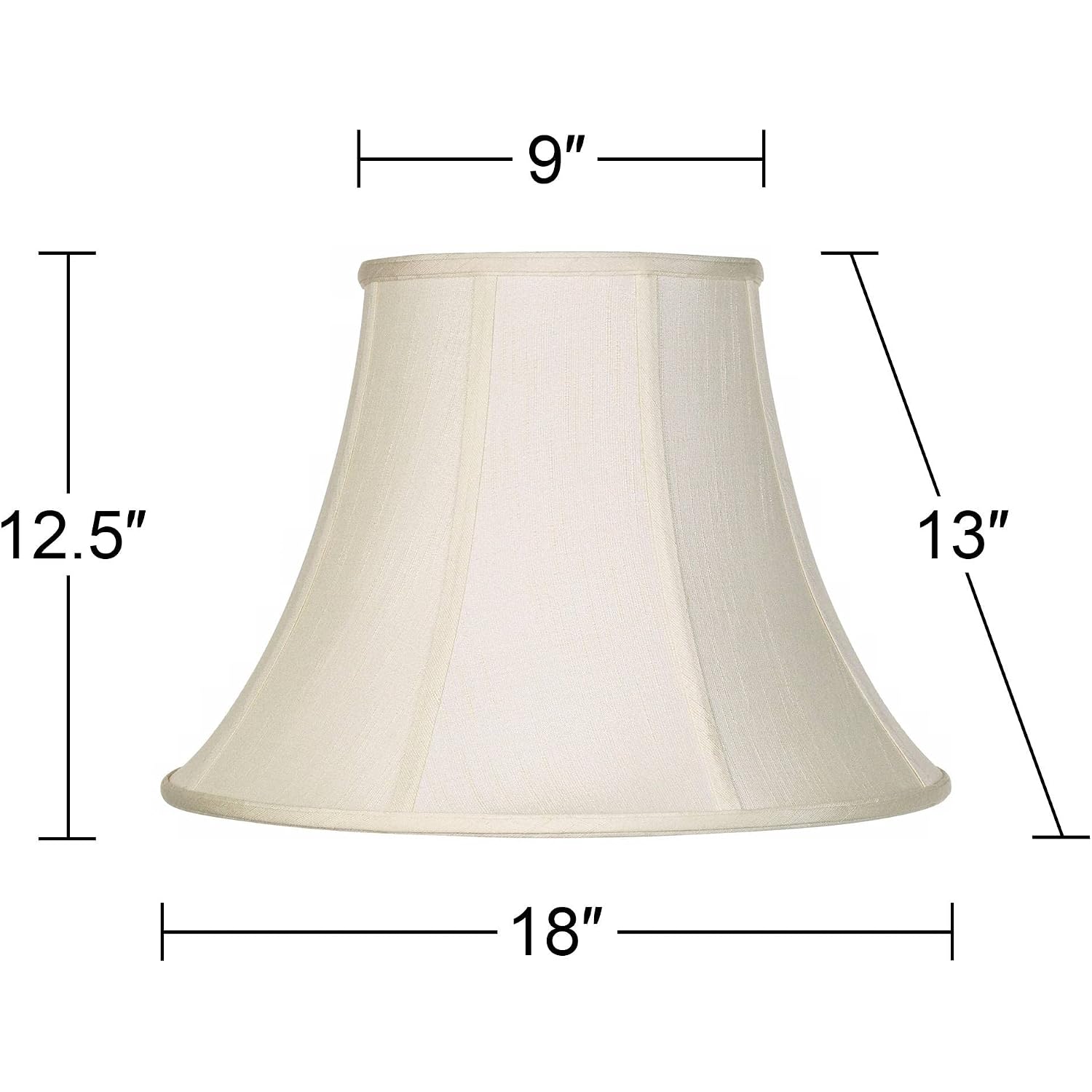 Set Of 2 Flared Bell Lamp Shades Cream Large 9" Top X 18" Bottom X 13" High Spider With Replacement Harp And Finial Fitting - Imperial Shade