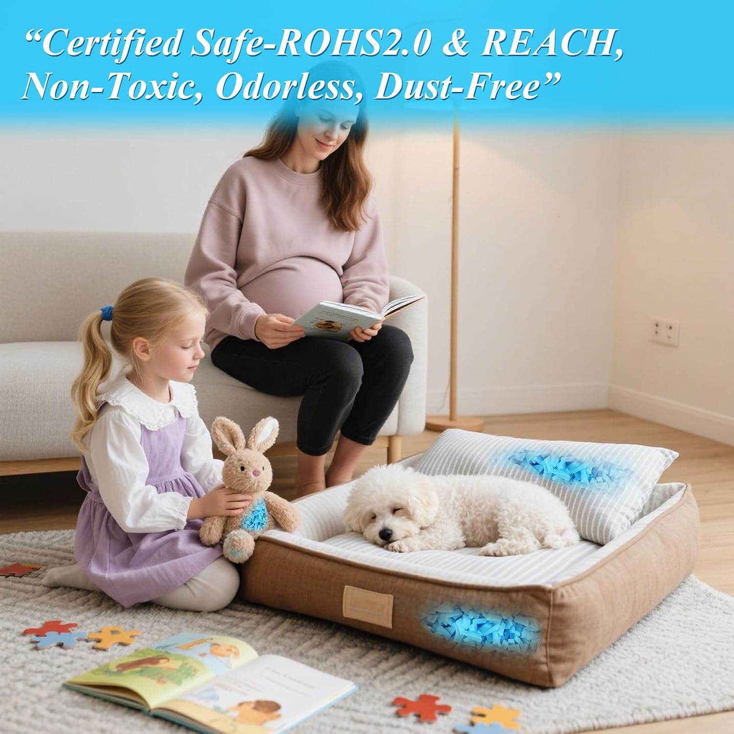 Bean Bag Filler, 5Lbs Gel Shredded Memory Foam Filling, High Density Refill & Replacement Foam For Bean Bag Chair, Pillow Stuffing, Couch Cushions, Dog Bed, Pouf Ottoman, Stuffed Animals, Arts Crafts