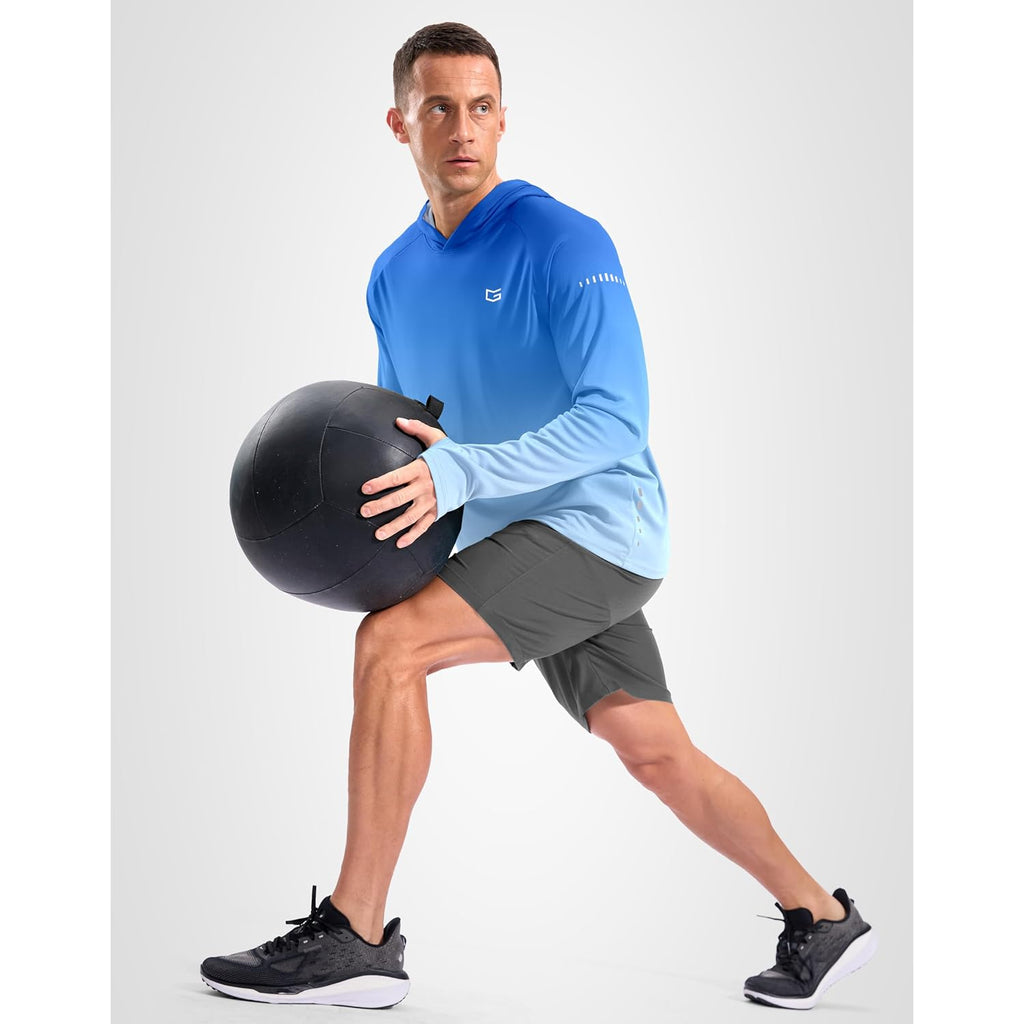 Men'S Sun Protection Hoodie Shirts Long Sleeve Upf 50+ Swim Shirts For Men Rash Guard Fishing Shirt Quick Dry