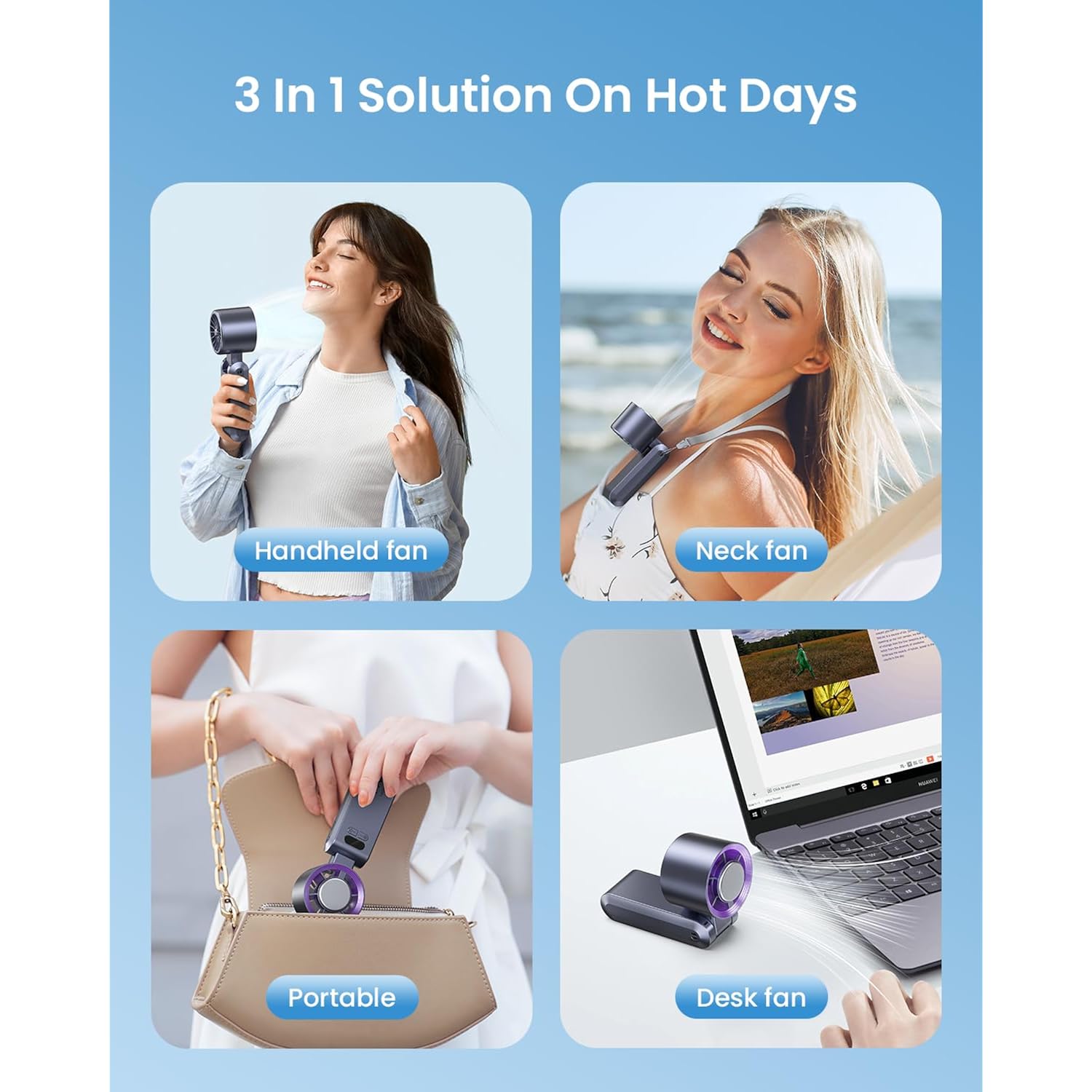 Handheld Portable Turbo Fan With Ice Cooler, Speed (1-199) Rechargeable Personal Fan[20000 Rpm] Small Pocket Fans For Travel/Outdoor/Home/Office, Purple