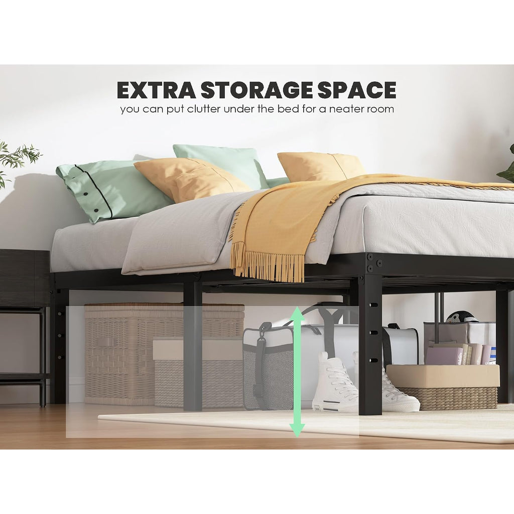 Twin Bed Frame - 18 In Sturdy Platform Bed Frame Twin Size, Heavy Duty Metal Bed Frame No Box Spring Needed, Quick & Easy Assembly, No Noise, Black