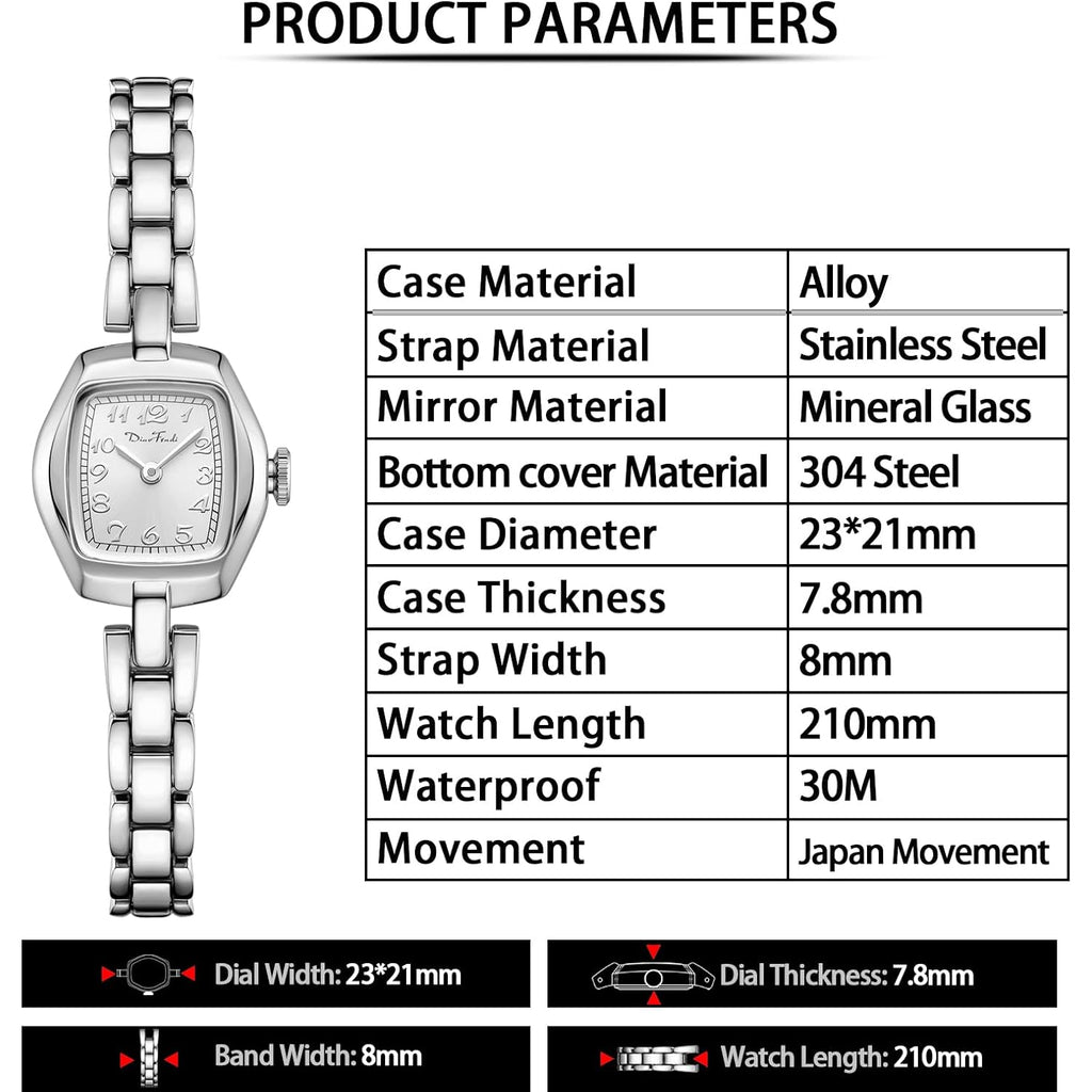 Diaofendi Small Gold Women's Watch,Stainless Steel Band Vintage Ladies Womens Gold Watch Luxury Bracelet Tools Included,Water Resistant