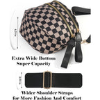 Black and White Checkered Crossbody Bag Bum Bag for Women,Spacious Checkered Purse Fanny Packs Belt Bag