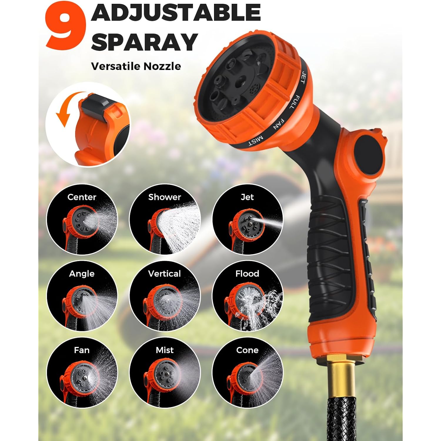 5/8 In 100Ft Retractable Garden Hose Reel With Any-Length Lock Slow Auto Rewind Heavy Duty Water Hose Reel With 9-Pattern Nozzle 180° Swivel Bracket Uv Resistant Wall Mounted Hose Reel For Outside