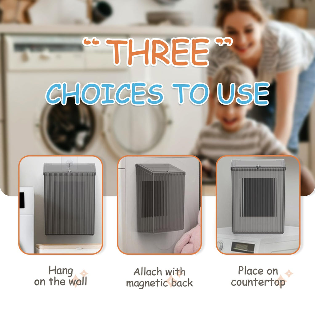 Sealegend Magnetic Trash Can With Lid, Space Saving Lint Bin Black | Wastebasket For Kitchen, Refrigerator, Cabinet, Bathroom & Laundry Room