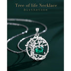 FANCIME Tree of life Birthstone necklace Sterling Silver Pendant Birthstone Necklace Gemstone Anniversary Birthday Jewelry Mothers Day Gifts for Mom Her Wife