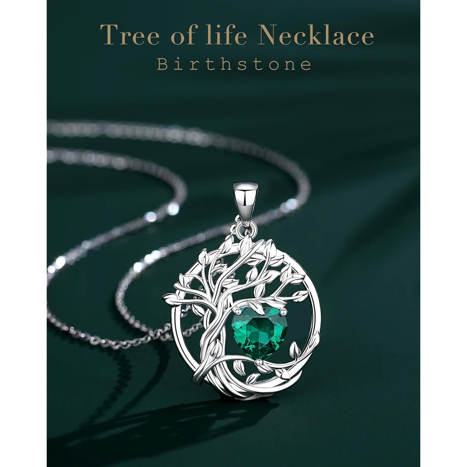 FANCIME Tree of life Birthstone necklace Sterling Silver Pendant Birthstone Necklace Gemstone Anniversary Birthday Jewelry Mothers Day Gifts for Mom Her Wife