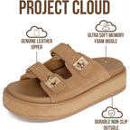 Project Cloud Platform Sandals Women - Memory Foam Insole Slides Women with Adjustable Buckle - Non Slip and Lightweight Womens Sandals 2026 (Havana)