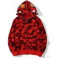 Unisex Camouflage Hoodie With Shark Embroidery, Full Zip, Lightweight Couple Sweatshirts Heavyweight Hoodie
