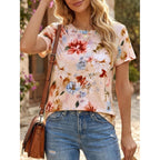 Cicy Bell Womens Summer Floral T-Shirts Short Sleeve Crew Neck Trendy Casual Tops Loose Fit Tees