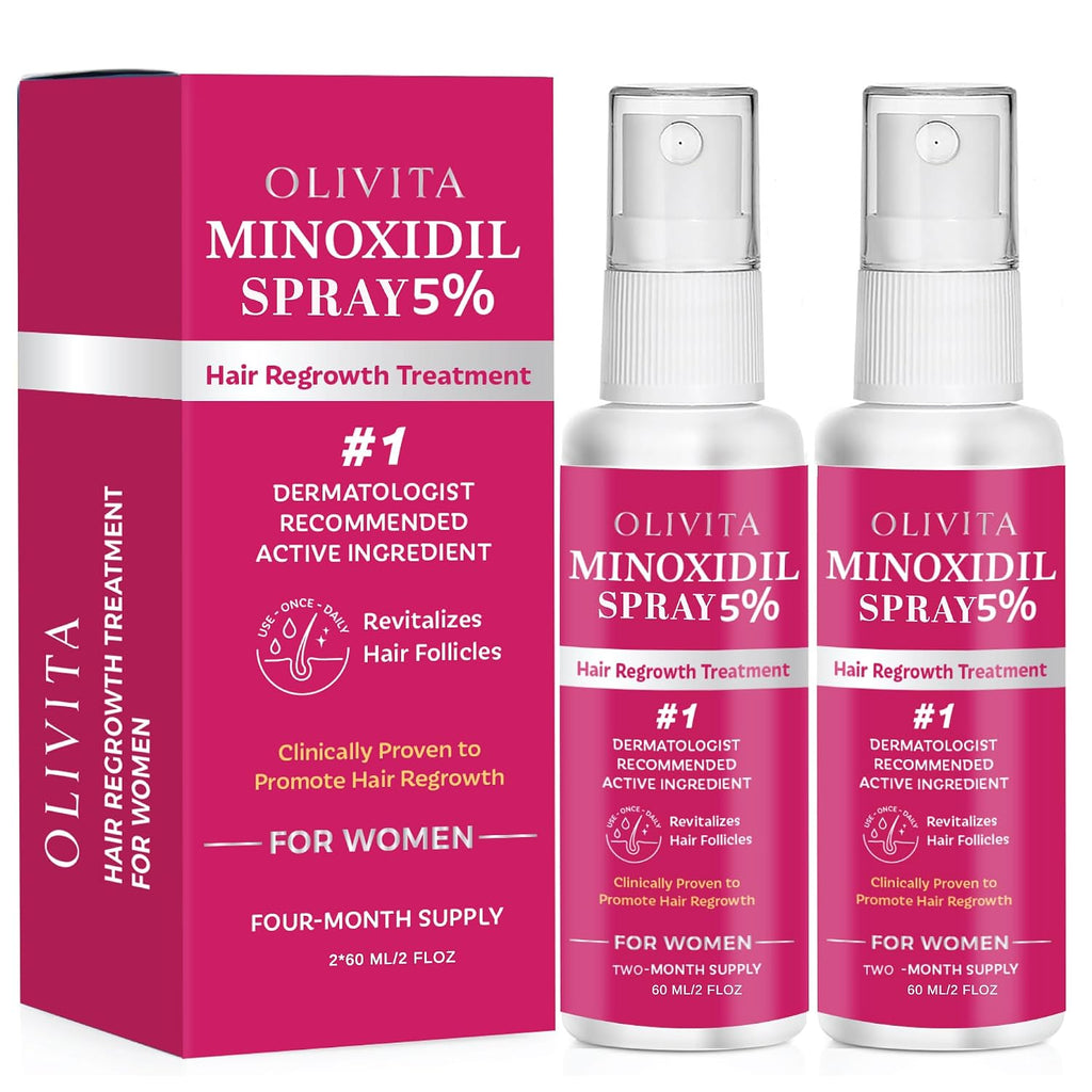 5% Minoxidil Spray For Women Hair Growth: Extra Strength Hair Regrowth Treatment – Revitalize Hair Follicles & Regrow Thicker, Fuller Hair – Hair Loss Solution - 2 Packs