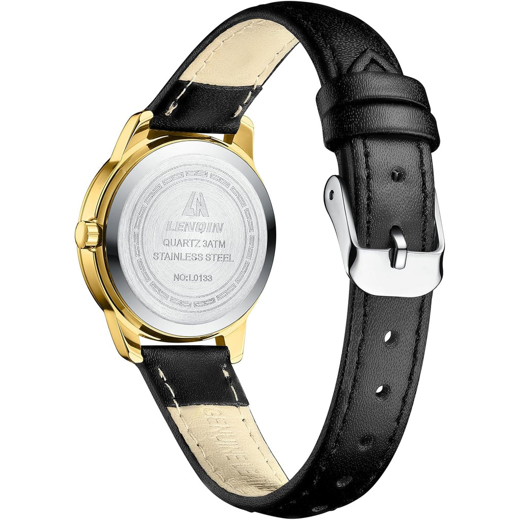 Ln Lenqin Womens Watch Analog Quartz Waterproof Ladies Watches For Women Easy Read Women'S Wrist Watches With Leather Strap Luminous Dial