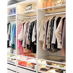 Closet Rods For Hanging Clothes, 17 To 69 Inches Stepless Adjustable Metal Closet Rod, 1.3 Inches Heavy Duty Clothes Hanging Rod For Closet Wardrobes Laundry Rv, White