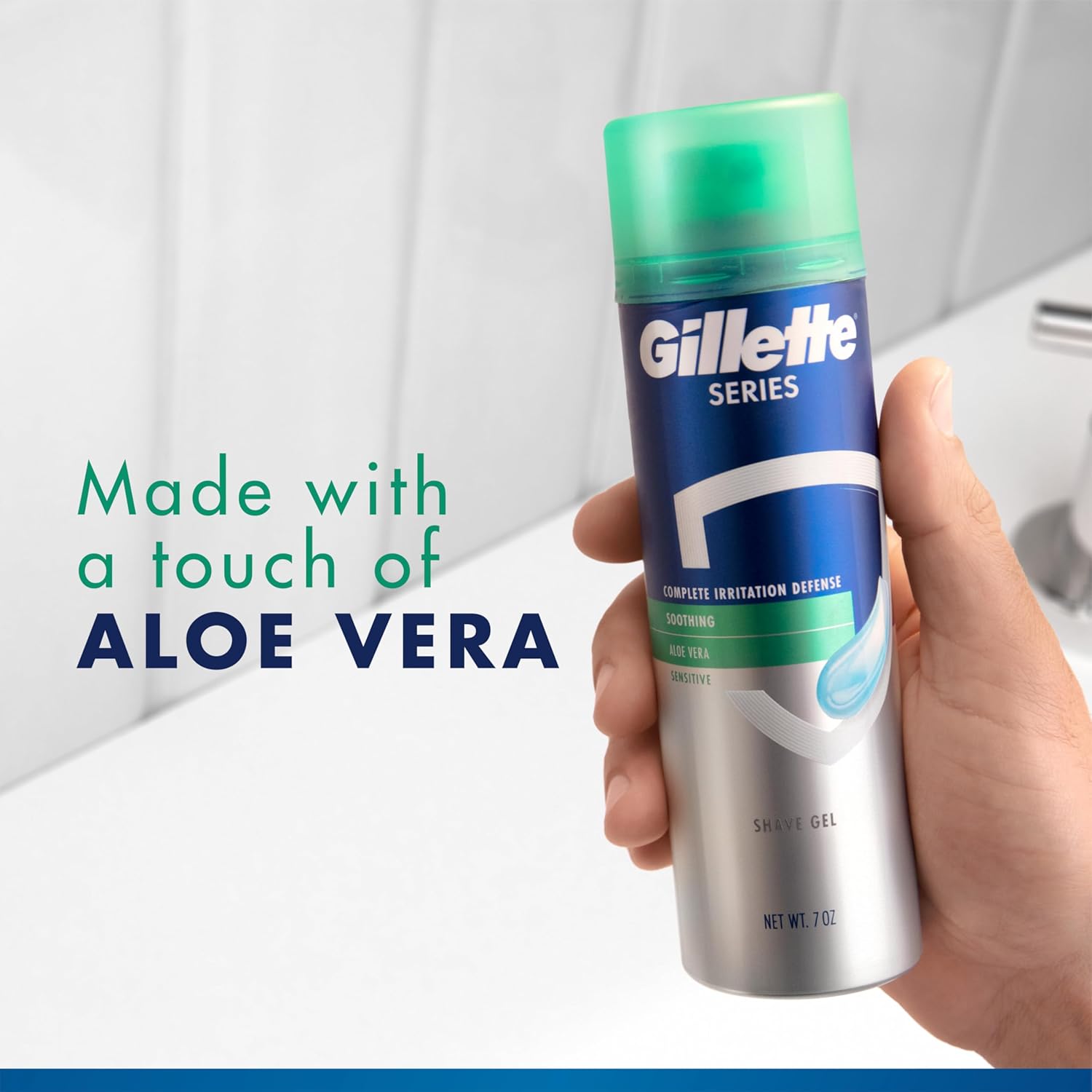 Gillette Series Soothing Shaving Gel for Men, Protects Against 5 Signs of Shaving Irritation, Shave Gel With Aloe Vera, Suitable for Sensitive Skin, 2.5 oz