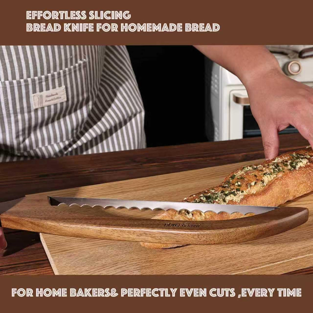 RAPSAKEMOH Bread Knife for Homemade Bread sourdough,Bread slicer for Homemade Bread, Sourdough bread knife, Baguettes and More Cuts Thin,Bow Design Easy to Cutting Even Slices