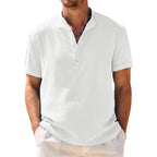 Coofandy Men'S Casual Henley Shirt Band Collar Short Sleeve Shirt Summer Beach Hippie T-Shirt