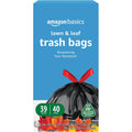 Amazon Basics 39 Gallon Lawn & Leaf Heavy Duty Drawstring Trash Bags, 20% Post Consumer Recycled, 40 Count, Black
