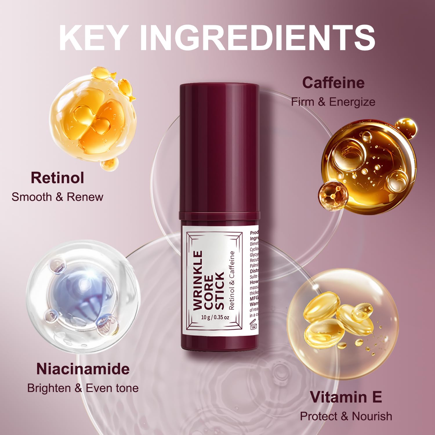 Retinol & Caffeine Eye Balm Stick – Anti-Aging Wrinkle Core Stick For Eyes, Face & Neck, Reduces Wrinkles & Dark Circles, Hydrating & Firming Under Eye Cream With Niacinamide, Travel-Friendly 0.35 Oz