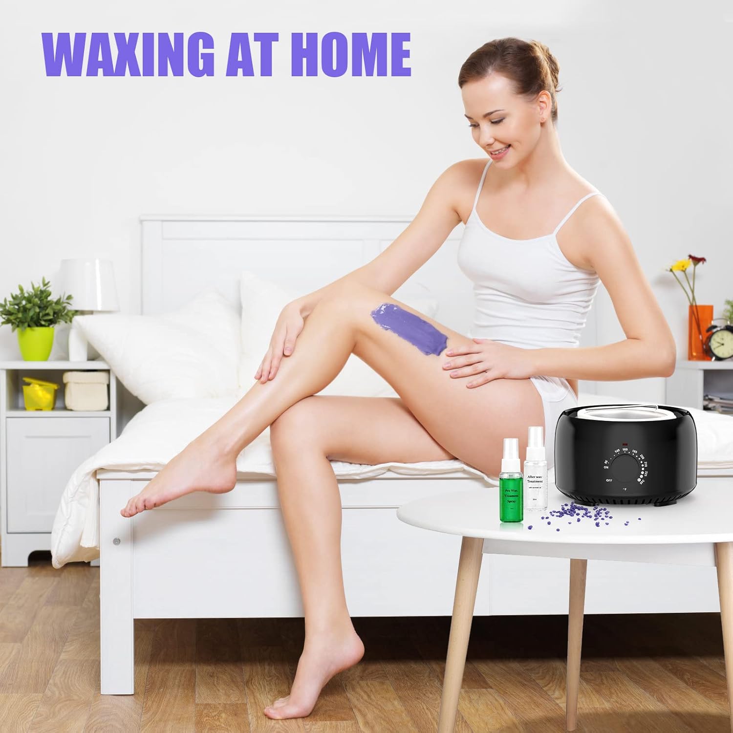 TIKESI Waxing Kit - Wax Warmer for Hair Removal, Hard Wax Kit with 14oz 5 Bags Hard Wax Beans for Full Body, Legs, Face, Eyebrows, Bikini, Brazilian Waxing Kit for Women Men