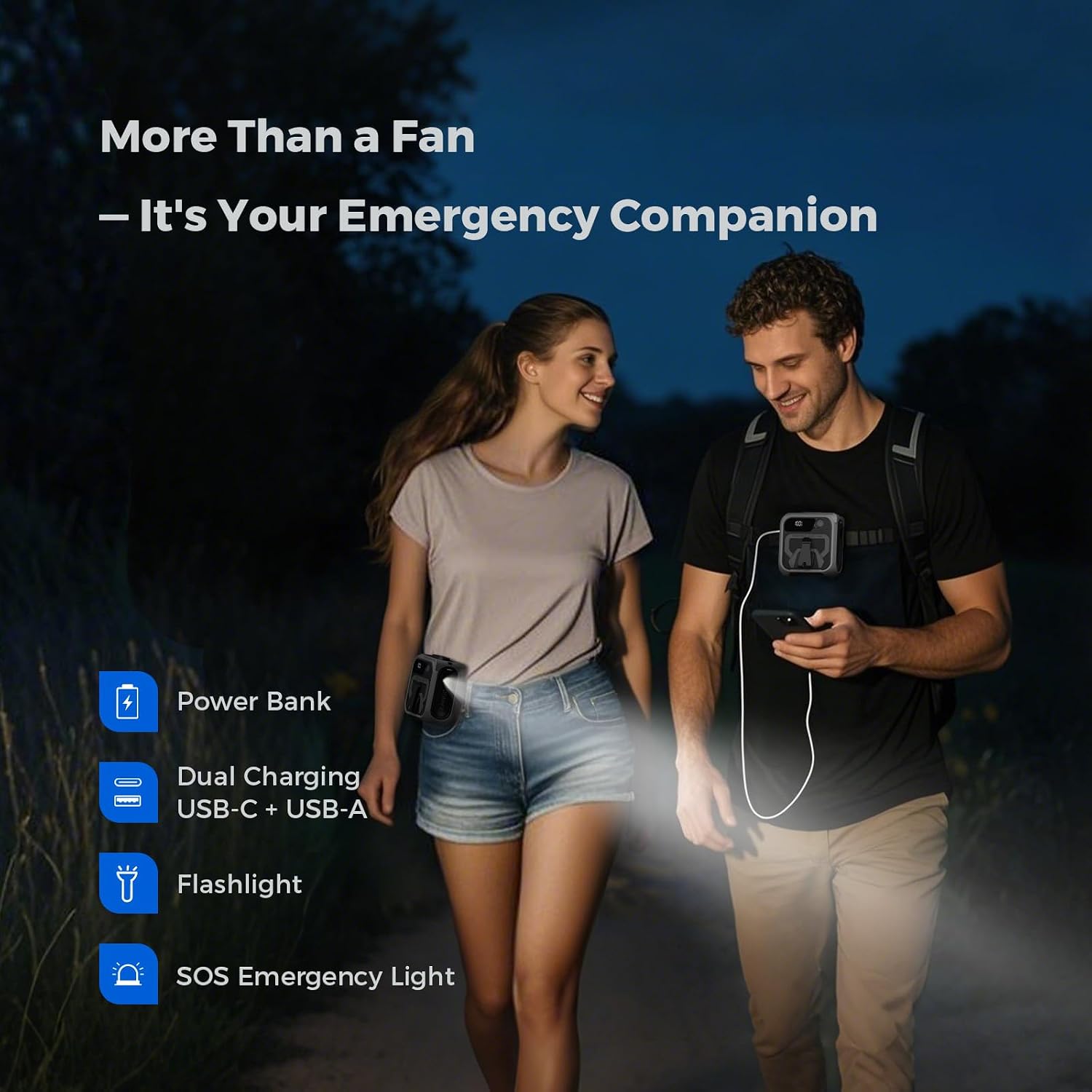 Portable Waist Fan Rechargeable – 10000Mah, 42 Ft/S Max, 5 Speeds 16000Rpm, Personal Cooling Wearable Clip Body Belt Shirt Fans, Hanging Neck Fan With Light