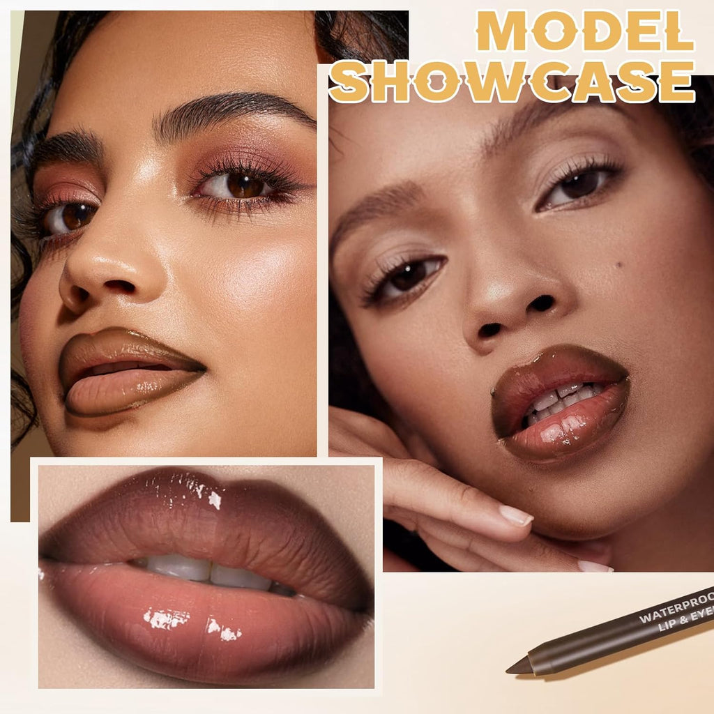 HOSAILY 2 Colors Nourishing Lip Gloss Hydration Non-Sticky Plumping Lip Kit for Women, Natural Nude Tinted Lip Glow Oil Moisturizing Lightweight Long Wear Shiny Liquid Lipstick with Lip Liner Combo