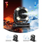 Misting Fan, Portable Camping Fan With 11Oz Water Tank, 160Min Misting, 24000Mah Battery Powered Fans With 4 Speeds, 4 Timers, Light & Hook, Must-Have For Camping, Fishing, Beach & Hiking