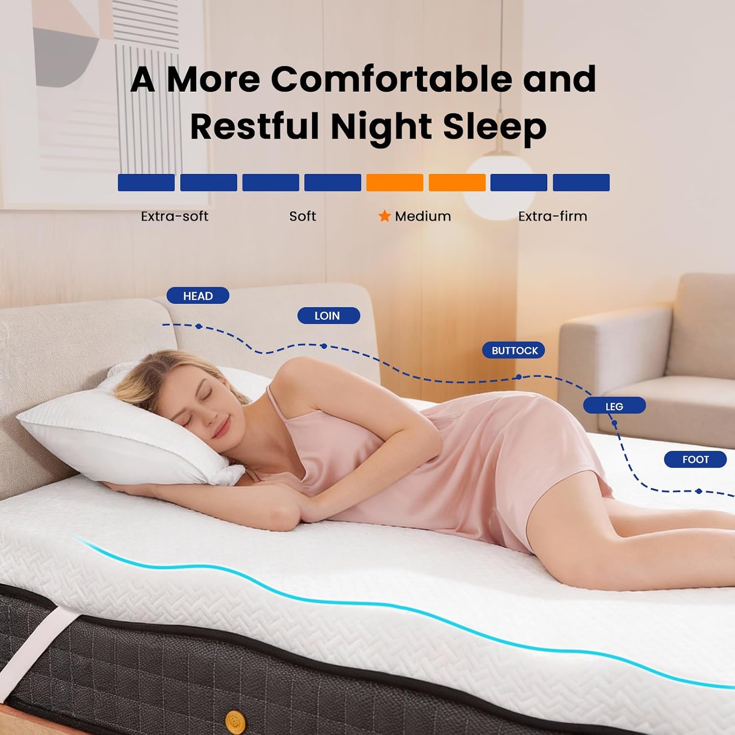3 Inch Gel Memory Foam Mattress Topper Twin Xl, Cooling Mattress Topper With Removable & Washable Cover, Certipur-Us Certified