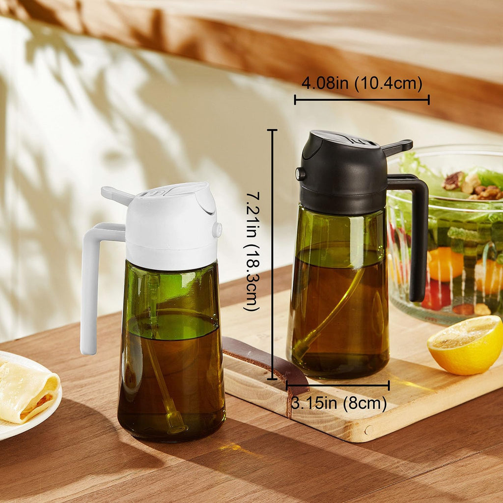 Trendplain - Original 16Oz/470Ml Olive Oil Dispenser Bottle For Kitchen Gadgets And Air Fryer Accessories - Olive Oil Sprayer For Cooking W/Stickers - Black