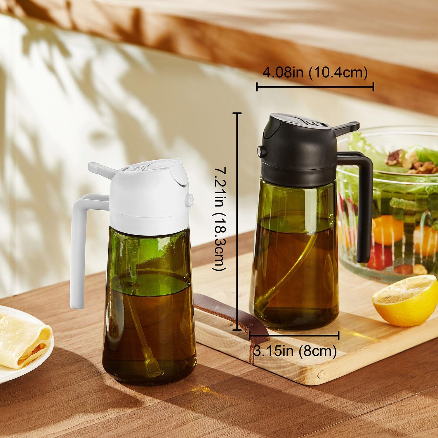 Trendplain - Original 16Oz/470Ml Olive Oil Dispenser Bottle For Kitchen Gadgets And Air Fryer Accessories - Olive Oil Sprayer For Cooking W/Stickers - Black