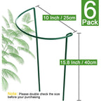 Higift Plant Support Stakes, 6 Pack Metal Peony Cages And Supports, Garden Stakes Plant Support Cage, Large Plant Support Ring For Outdoor Indoor Snake Plant Peony Rose Flowers Vine (10" W X 15.8" H)