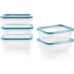 Snapware Plastic Total Solution 5-Pack (3-Cup) Food Storage Containers Set, Leakproof & Airtight Plastic Locking Lids Rectangular Tupperware, Non-Toxic Bpa-Free Lids, Microwave Dishwasher Freezer Safe