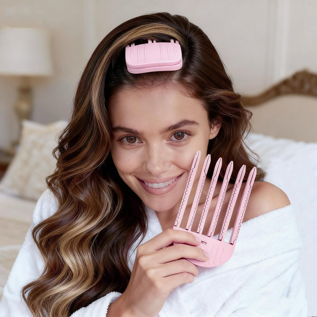 2-Pack Hair Volume Clip, Root Clips For Curly Hair Volume Lift | 6-Teeth And 3-Teeth Design, Heat-Resistant Pink Plastic, Root Lifter Hair Tool, Styling Accessory For Fine Strands