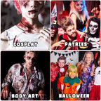 Bowitzki Halloween Makeup Set Oil Based Face Body Paint Special Effects Kit SFX Sponges Scar Wax Fake Blood Brush Tooth Paint Halloween Party SFX Cosplay