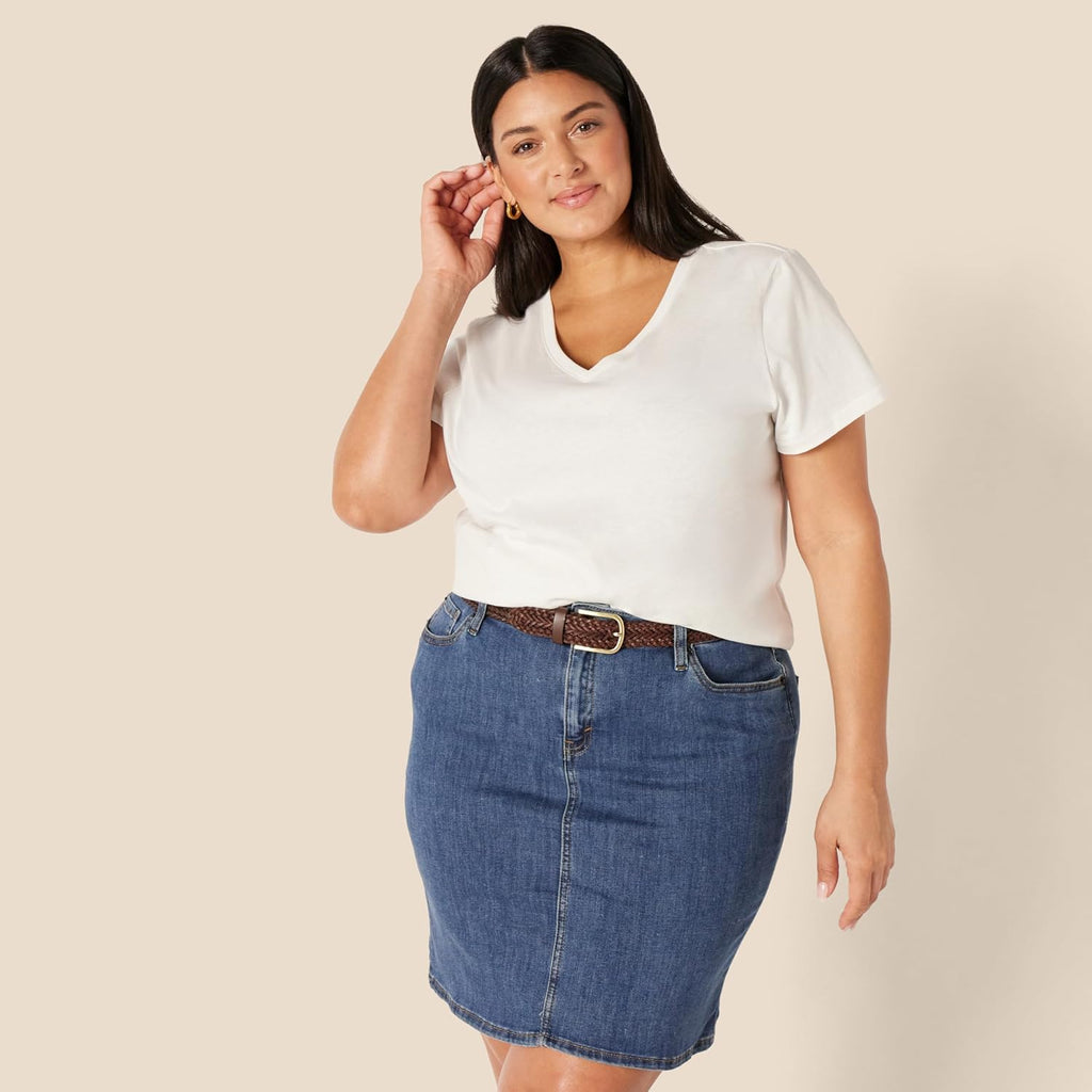 Amazon Essentials Women'S Regular Fit 100% Cotton V-Neck Short Sleeve T-Shirt