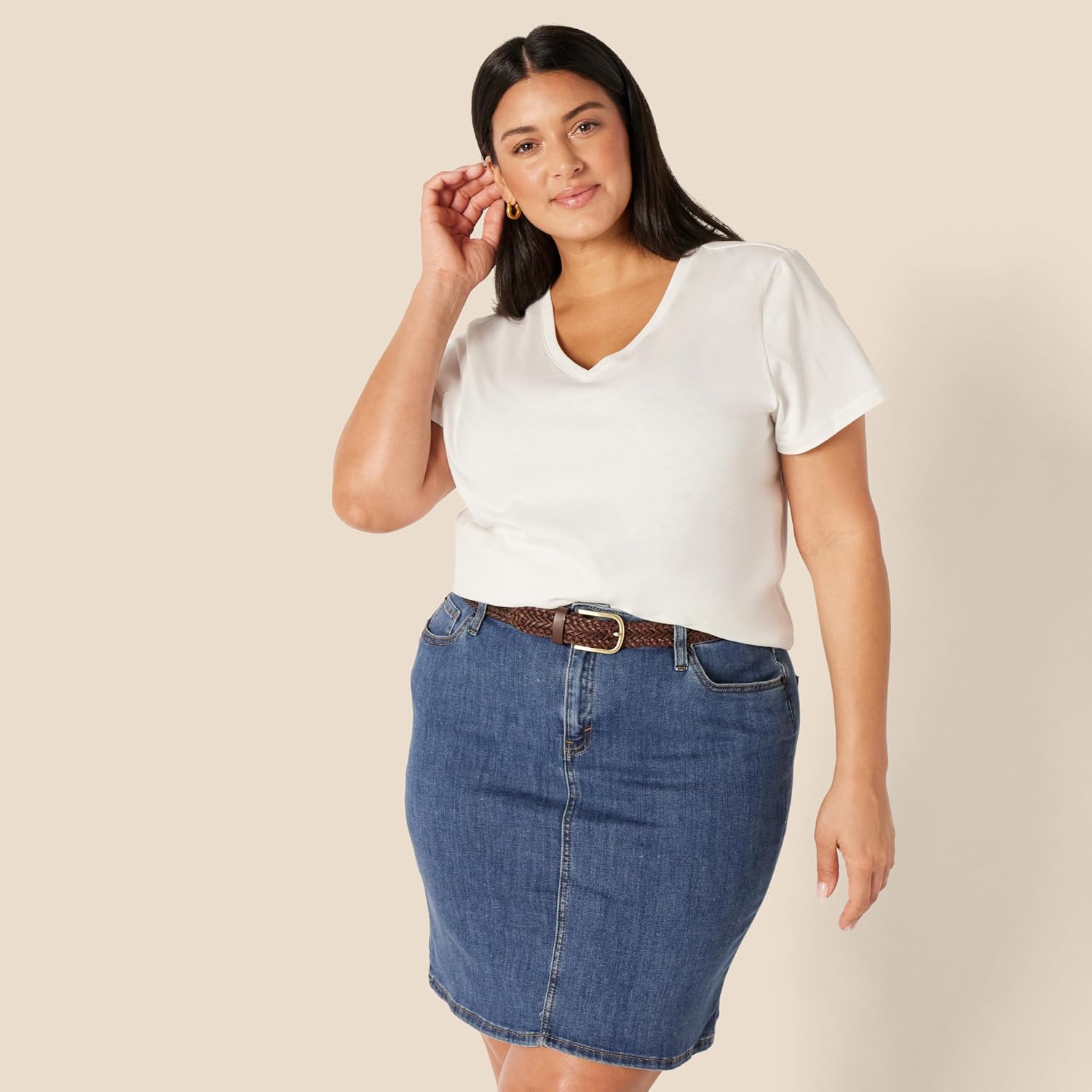 Amazon Essentials Women'S Regular Fit 100% Cotton V-Neck Short Sleeve T-Shirt