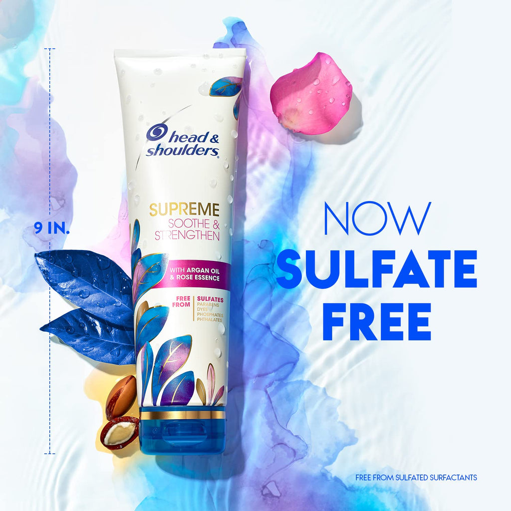 Head & Shoulders Supreme Anti-Dandruff Shampoo And Conditioner Set, 1% Pyrithione Zinc, Sulfate-Free, Argan Oil And Rose Essence, For Dry Scalp And Dandruff, 21.2 Fl Oz