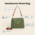 Eiyye Straw Crossbody Purse For Women Handwoven Shoulder Bag Green