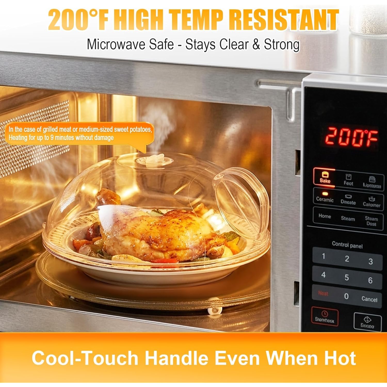 Microwave Splatter Cover for Food,Clear Microwave Splash Guard Cooker lid with Handle,Dish bowl Plate Serving Cover Home Kitchen Essential,BPA-Free,Saft Plastic