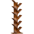 10 Tier Tree Book Shelf, Floor Standing Wood Bookshelf For Narrow Space, Storage Organizer Bookshelves For Books/Cds/Magazine, Bookcase With Shelves For Home Office, Living Room - Brown