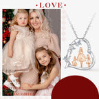EUDORA Sterling Silver Mother Daughter Necklace for Women, Mama Son Daughter Necklace Pendant for Mom and Daughter,Mom Jewelry from Daughter Mother's Day Gift for Mother Daughter Aunt Grandma