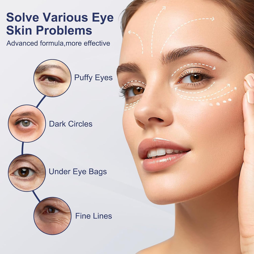Multi-Peptide & Retinol Eye Cream,Electric Massage Eye Cream With Caffeine,Niacinamide,Vitamin C & For Dark Circles, Puffiness Puffy Bags & Wrinkles ，Anti-Aging Eye Cream For Fine Lines, 0.7 Fl.Oz