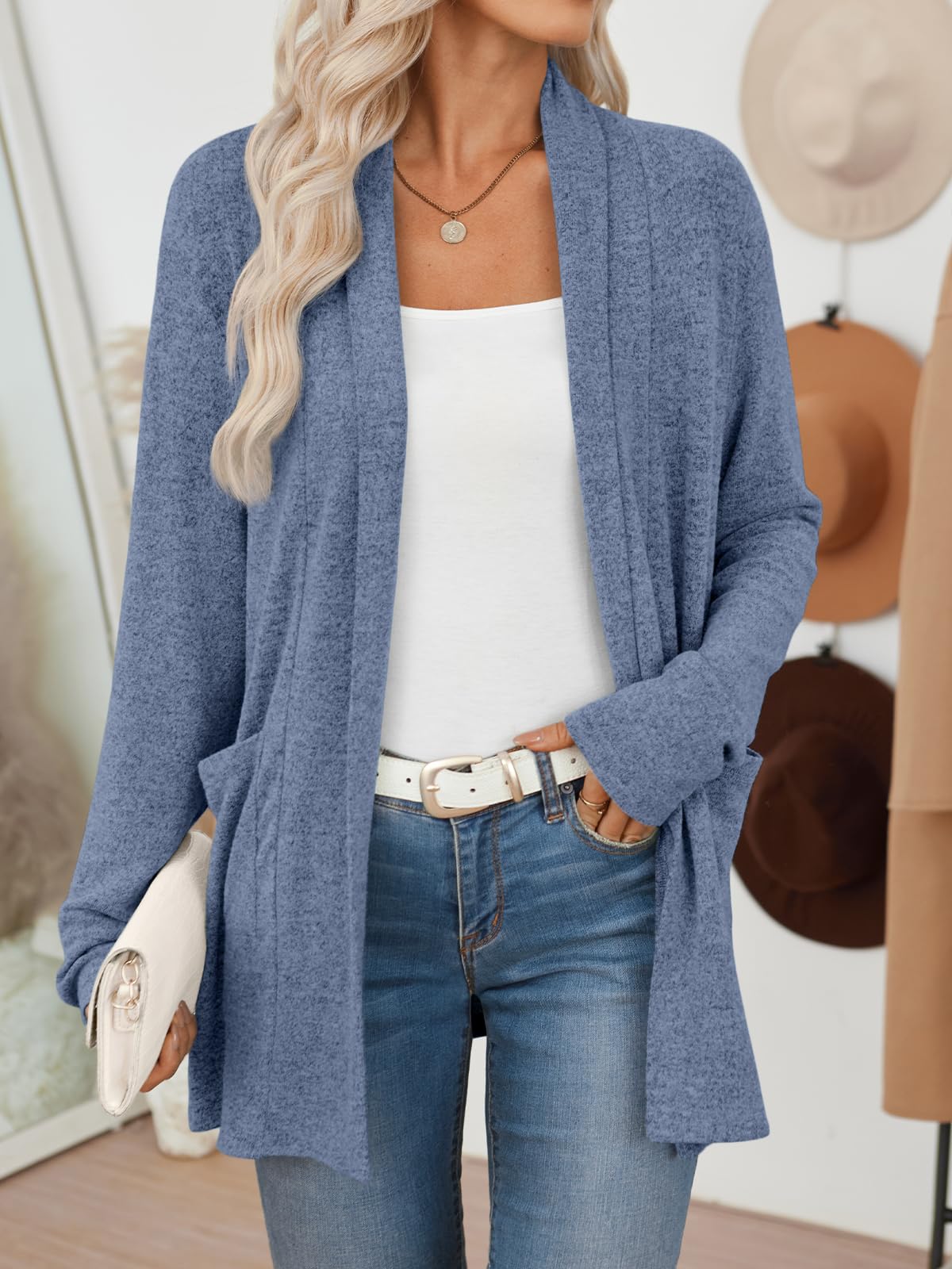 LILLUSORY Cardigan for Women Lightweight Cardigans Fall Fashion Outfits | Open Front Long Cardigan with Pockets, Business Casual Travel Outfits