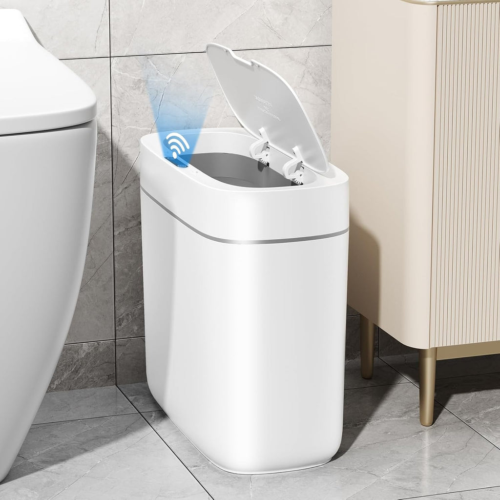 Small Trash Can For Bathroom, 3.5 Gallon Automatic Touchless Trash Can With Lid,Motion Sensor Slim Garbage Can Waterproof Trash Bin Waste Basket For Bedroom, Kitchen