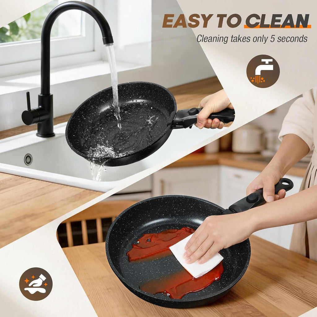 Pots And Pans Set, Nonstick Cookware Set Detachable Handle, Induction Kitchen Cookware Sets With Removable Handle, Non Stick Rv Cookware Set, Dishwasher ＆ Oven Safe (21 Pcs)
